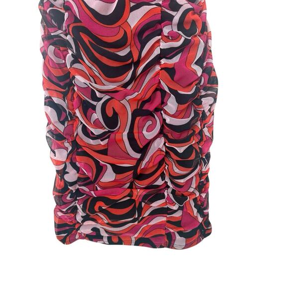 Y2K Body Con Ruched Dress Chocolate Brand Size Medium Spaghetti Strap Pink Red - Picture 3 of 4